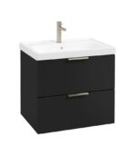 STOCKHOLM Wall Hung 60cm Two Drawer Vanity Unit - Brushed Nickel, Matt Black