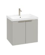 STOCKHOLM Wall Hung 60cm Two Door Vanity Unit - Brushed Nickel, Matt Arctic Grey