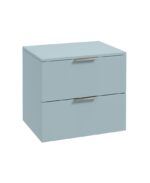 STOCKHOLM Wall Hung 60cm Two Drawer Countertop Vanity Unit - Brushed Nickel, Matt Morning Sky Blue