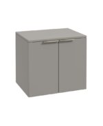 STOCKHOLM Wall Hung 60cm Two Door Countertop Vanity Unit - Brushed Nickel, Matt Khaki