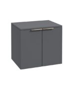 STOCKHOLM Wall Hung 60cm Two Door Countertop Vanity Unit - Brushed Nickel, Matt Midnight Grey