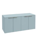 STOCKHOLM Wall Hung 120cm Four Door Countertop Vanity Unit - Brushed Nickel, Matt Morning Sky Blue