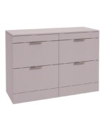 STOCKHOLM Floorstanding 120cm Four Drawer Countertop Vanity Unit - Brushed Nickel, Matt Cashmere Pink