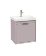 FJORD Wall Hung 50cm Two Drawer Vanity Unit - Brushed Nickel, Matt Cashmere Pink