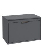FJORD Wall Hung 80cm Two Drawer Countertop Vanity Unit - Brushed Nickel, Matt Midnight Grey