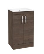 CORTA Floorstanding 50cm Two Door Vanity Unit - Chrome, Sable Ash