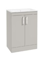 CORTA Floorstanding 60cm Two Door Vanity Unit - Chrome, Morning Mist