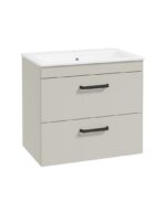 CORTA Wall Hung 60cm Two Drawer Vanity Unit - Black, Whispering Willow