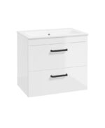CORTA Wall Hung 60cm Two Drawer Vanity Unit - Black, Gloss White