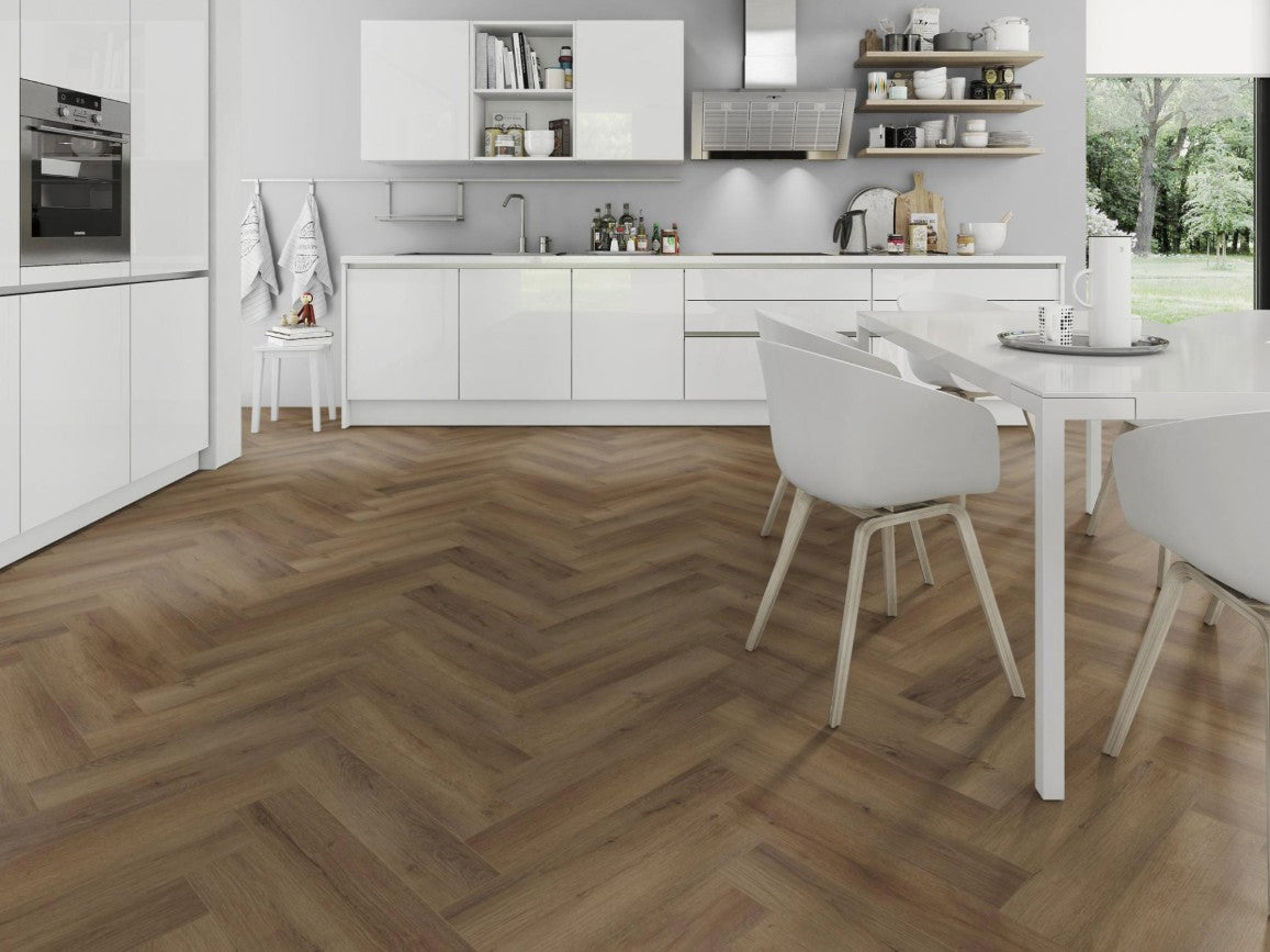 SPC-Oak-Truffle-Herringbone-Vinyl-Wood-floor SPC Oak Truffle Herringbone Vinyl Floor - Image 1