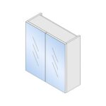 Slimline 2 Door Mirror Unit - 600mm, White Gloss