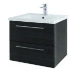Cesena Twin Drawer Wall Hung Unit - 600mm, Shadow Black